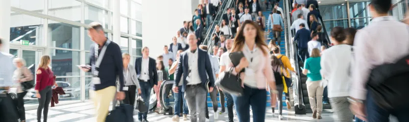 People walking on escalator