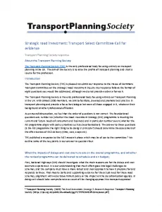 Strategic road investment: Transport Select Committee Call for evidence